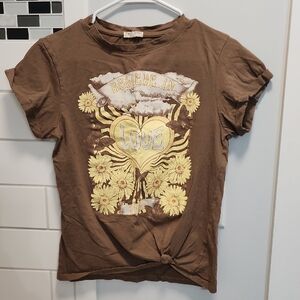 Believe In Love Floral Graphic Tee - Brown